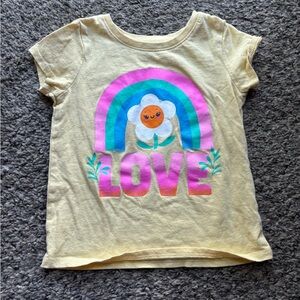 The Children's Place Yellow Tee with Rainbow Love Graphic
